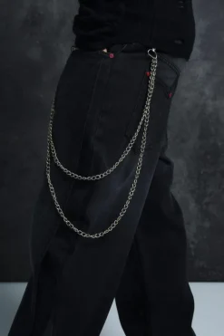 Shop boohooMAN Trippie Redd Relaxed Rigid Panel Denim Jeans washed black