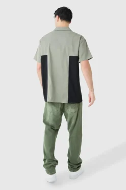 Hot boohoo Twill Short Sleeve Gusset Detail Set sage