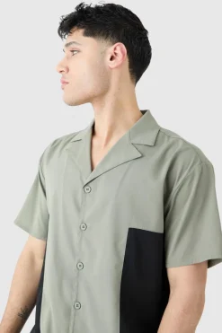 Hot boohoo Twill Short Sleeve Gusset Detail Set sage