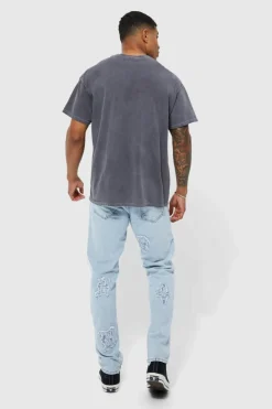 Fashion boohooMAN Ufc Washed License T-shirt charcoal