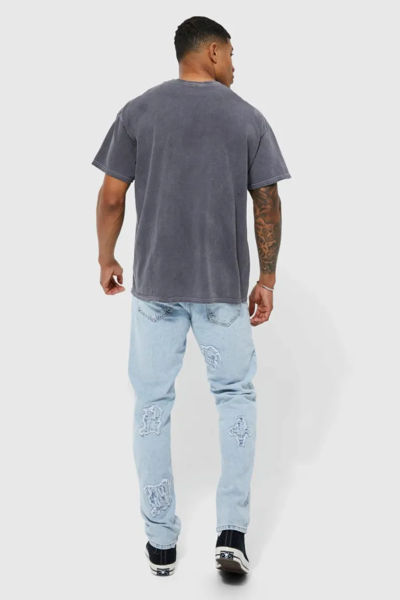Fashion boohooMAN Ufc Washed License T-shirt charcoal