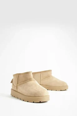 Cheap boohoo Ultra Mini Faux Fur Lined Boots sand