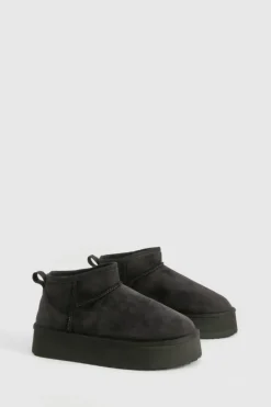 Flash Sale boohoo Ultra Mini Platform Faux Fur Lined Boots black