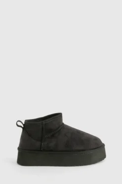 Flash Sale boohoo Ultra Mini Platform Faux Fur Lined Boots black