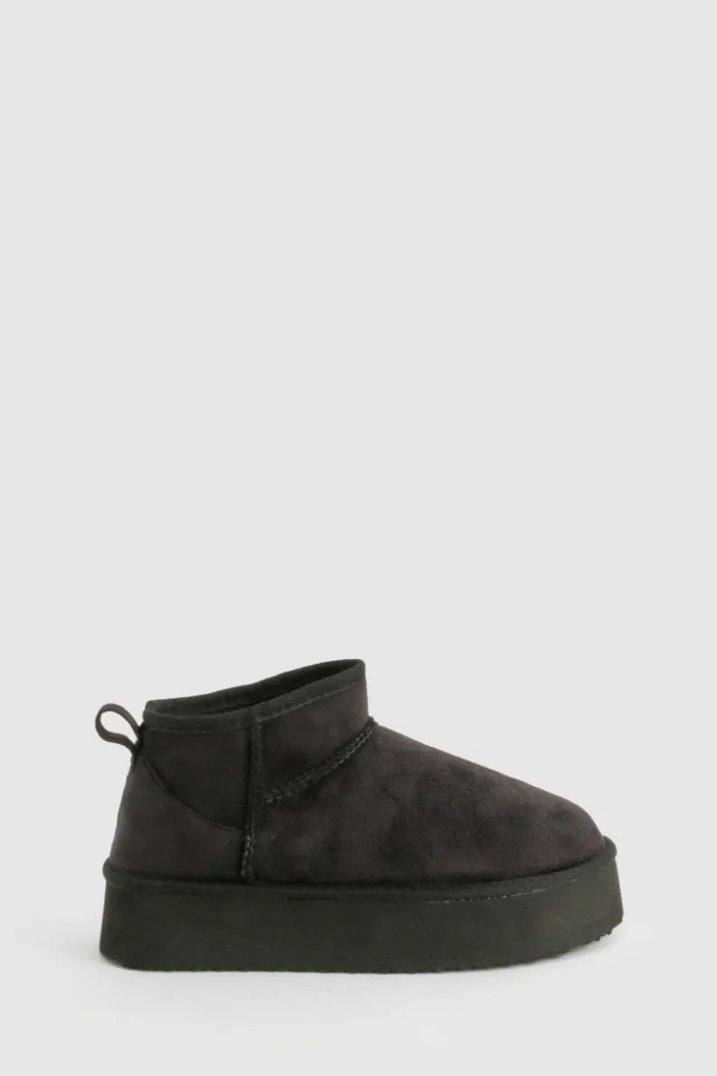 Flash Sale boohoo Ultra Mini Platform Faux Fur Lined Boots black