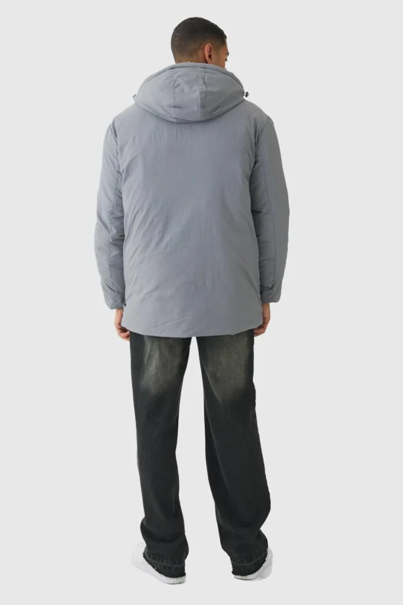 Clearance boohooMAN Utility Pocket Hooded Parka In grey