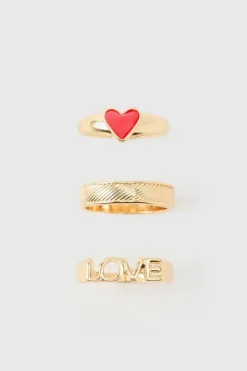 Outlet boohooMAN Valentines Rings In 3 Pack gold