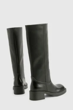 Cheap boohoo Vintage Look Burnished Toe Column Knee High Boot black
