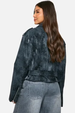 Best Sale boohoo Vintage Look Faux Leather Biker Jacket grey