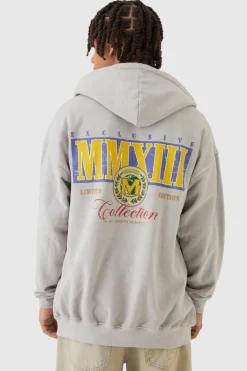 Fashion boohooMAN Washed Limited Zip Through Hoodie stone