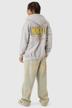 Fashion boohooMAN Washed Limited Zip Through Hoodie stone