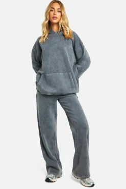 Fashion boohoo Washed Oversized Tracksuit charcoal