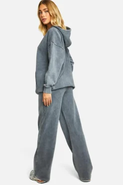 Fashion boohoo Washed Oversized Tracksuit charcoal