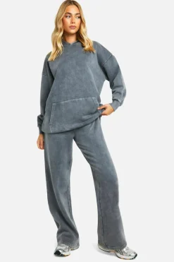 Fashion boohoo Washed Oversized Tracksuit charcoal
