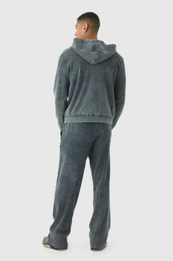 Sale boohooMAN Washed Rib Straight Leg Jogger charcoal
