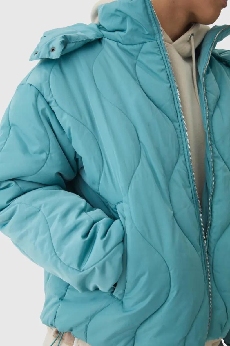 Cheap boohooMAN Wavy Quilted Hooded Puffer Jacket In mint