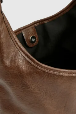 Store boohoo Western Buckle Slouchy Tote Bag dark brown