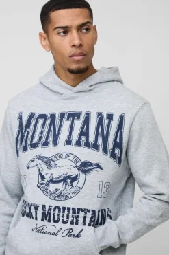 Sale boohooMAN Western Varsity Printed Hooded Tracksuit grey marl