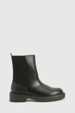 Online boohoo Wide Fit Ankle Detail Pu Chelsea Boots black