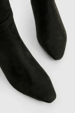 Fashion boohoo Wide Fit Buckle Detail Low Heel Knee High Boots black