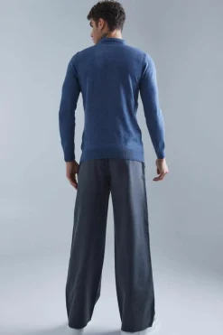 Shop boohooMAN Wide Fit Chino Trouser charcoal