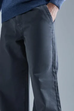 Shop boohooMAN Wide Fit Chino Trouser charcoal
