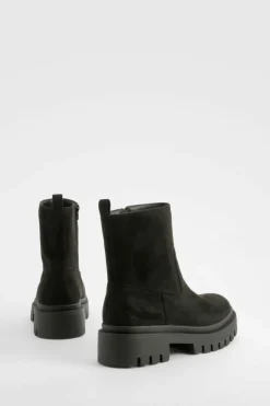 Shop boohoo Wide Fit Chunky Panel Detail Chelsea Boots black