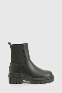 Hot boohoo Wide Fit Cleated Sole Chelsea Boots black