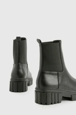 Hot boohoo Wide Fit Cleated Sole Chelsea Boots black