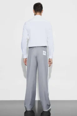 Store boohooMAN Wide Fit Double Waistband Trouser slate