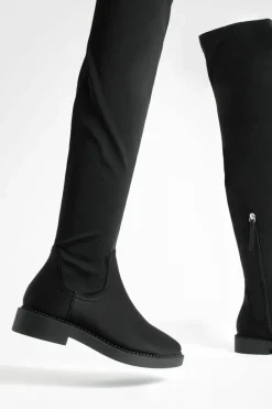 New boohoo Wide Fit Flat Stretch Over The Knee Boots black