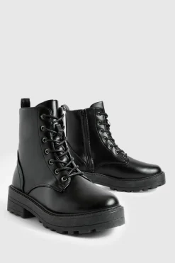 Best boohoo Wide Fit Lace Up Chunky Hiker Boots black