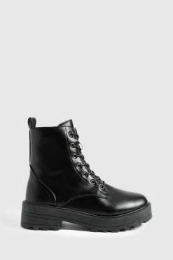 Best boohoo Wide Fit Lace Up Chunky Hiker Boots black