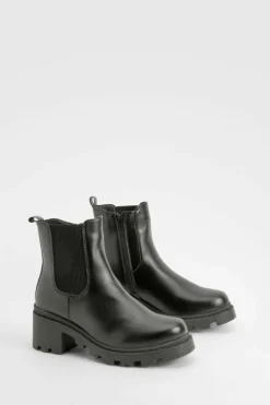 Flash Sale boohoo Wide Fit Low Block Chelsea Boots black