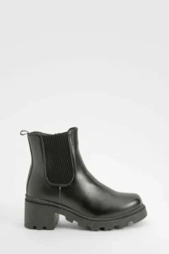 Flash Sale boohoo Wide Fit Low Block Chelsea Boots black