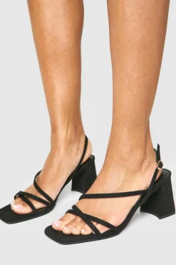 Discount boohoo Wide Fit Mid Block Slingback 2 Part Heels black