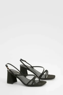 Discount boohoo Wide Fit Mid Block Slingback 2 Part Heels black