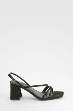 Discount boohoo Wide Fit Mid Block Slingback 2 Part Heels black