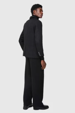 Cheap boohooMAN Wide Leg Boucle Smart Trouser black