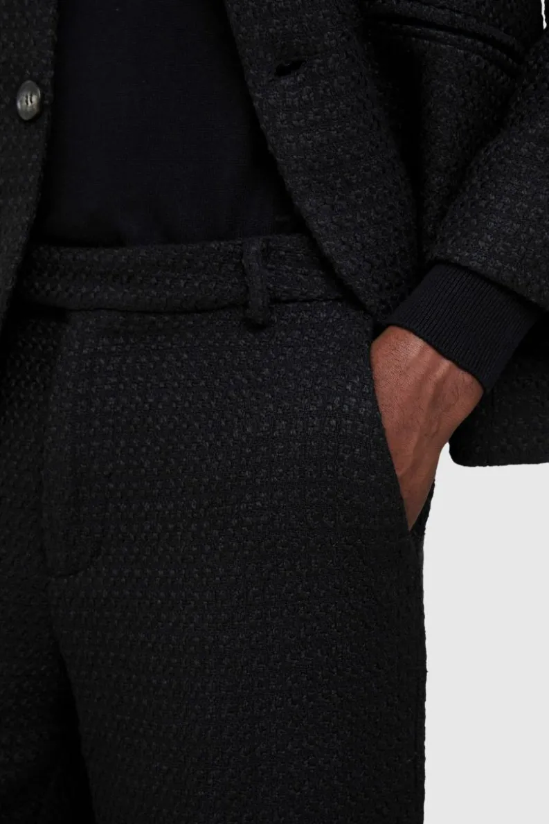 Cheap boohooMAN Wide Leg Boucle Smart Trouser black