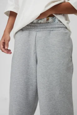 Cheap boohooMAN Wide Leg Camo Printed Boxer Waistband Joggers grey marl