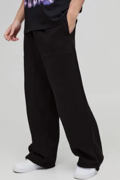 New boohooMAN Wide Leg Carpenter Jogger black