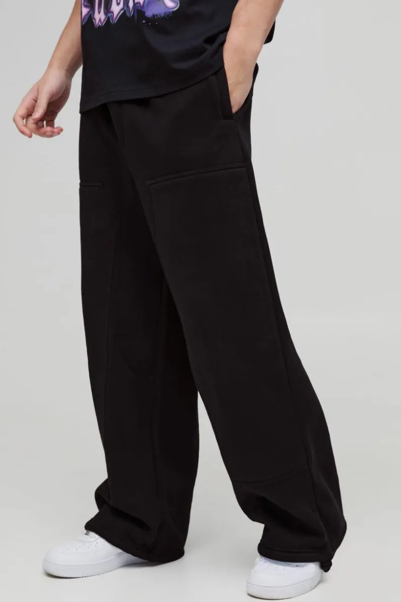 New boohooMAN Wide Leg Carpenter Jogger black