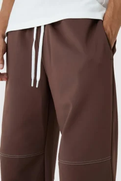 Best Sale boohooMAN Wide Leg Contrast Stitch Scuba Jogger chocolate