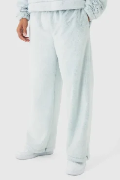 Hot boohooMAN Wide Leg Fluffy Two Tone Joggers black