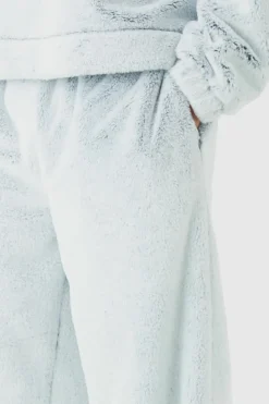 Hot boohooMAN Wide Leg Fluffy Two Tone Joggers black