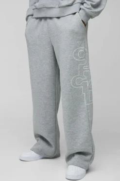 Discount boohooMAN Wide Leg Official Outline Jogger grey marl