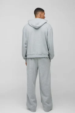 Discount boohooMAN Wide Leg Official Outline Jogger grey marl