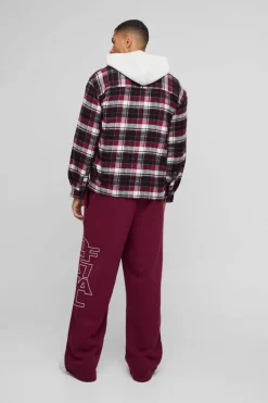 Best Sale boohooMAN Wide Leg Official Outline Jogger burgundy