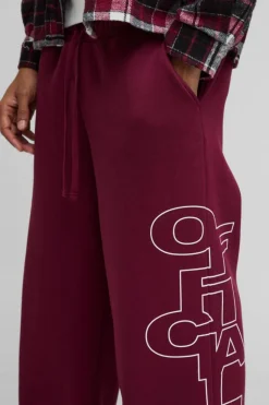 Best Sale boohooMAN Wide Leg Official Outline Jogger burgundy